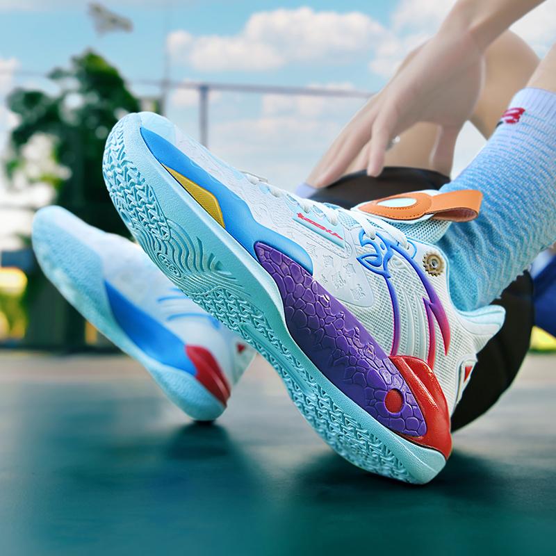 Neue hochwertige im Dunkeln leuchtende Kampf-Basketballschuhe für Herren weiche Sohle Reibung mit Geräusch rutschfest Studenten-Sport