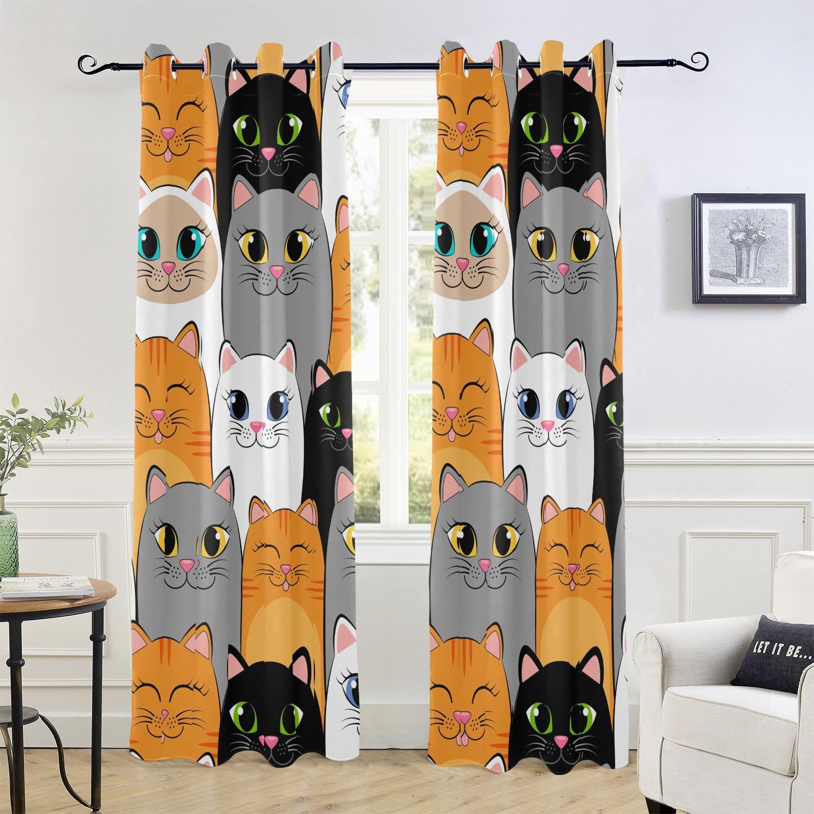 

Кошачьи шторы на окна милые домашние кошки шторы для спальни гостиной для детей мальчиков девочек животные тематика обработка шторы 2 шт W55 X H185cm X 2&Grommet Top