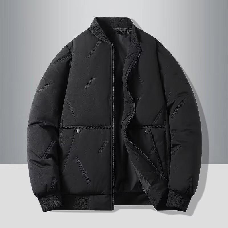 Chao Lun Bu Men's Thick Stand Collar Jacket - High-End Autumn/Winter Warm Cotton Dad Coat