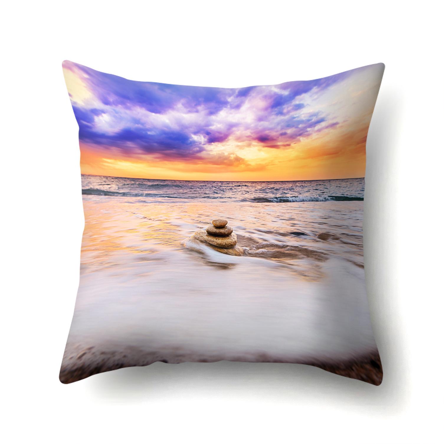 

Пейзаж заката на морском побережье Односторонняя наволочка Офисная подушка-обнимашка Наволочка для поясничной подушки Полиэстер Простая диванная наволочка 45Cm without pillow core