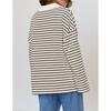 Spring Autumn Women's Striped V-Neck Loose Sweatshirt Lapel Sweatshirt