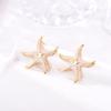 Vintage Starfish Stainless Steel Stud Earrings For Women Enamel Geometric Gold Color Earrings Ocean Beach Summer Jewelry Gift