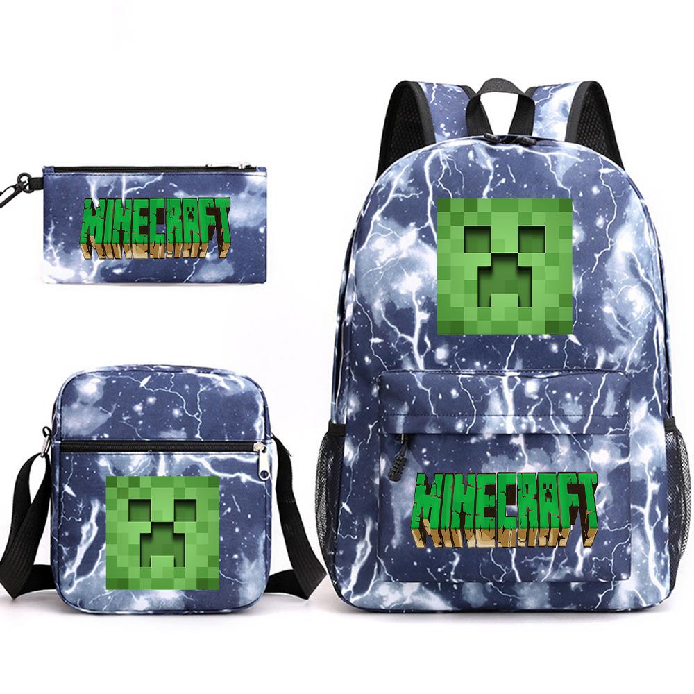 Minecraft Schooltas Game Merchandise Student Grote Capaciteit Print Drie Delige Schooltas Mannen En Vrouwen