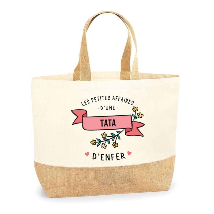 Cabas en jute - PLANETEE - les affaires d'une Tata d'enfer - Jute naturel - Fabriqué en France - Multicolore