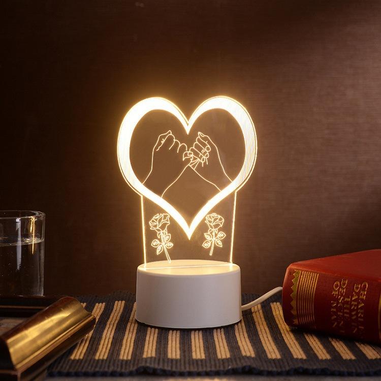Creative 3D LED Night Light 7 Color Acrylic Veilleuse ABS Plastic Base LED Night Lamp for Children's Room Table Desk Use