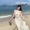 French Temperament Streamer Slanted Shoulder Tube Top Dress Fairy Summer Seaside Vacation Sexy Long Skirt