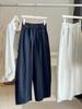 Women's High Waist Elastic Drawstring Wide Leg Pocket Solid Casual Long Pants