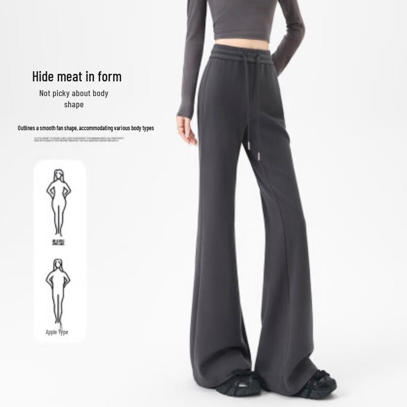 Women's Warm Fleece Flare Casual Pants with Butt-Lifting Line