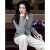 DeMana Women's Spliced Lapel Knit Sweater