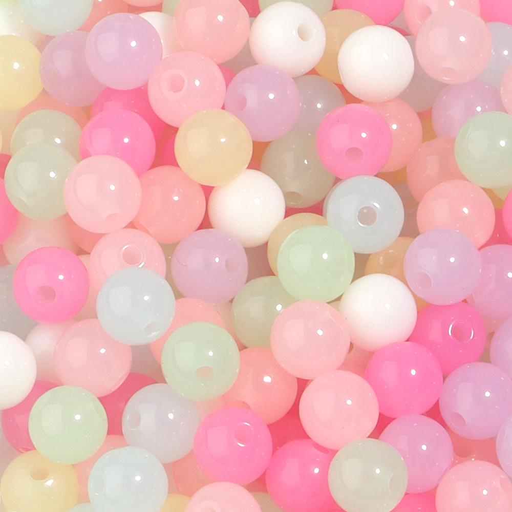 20-500pcs Jelly Color Acrylic Beads Mixed Round Loose Spacer Beads For Jewelry Making DIY Bracelet Necklace Earrings Accessories