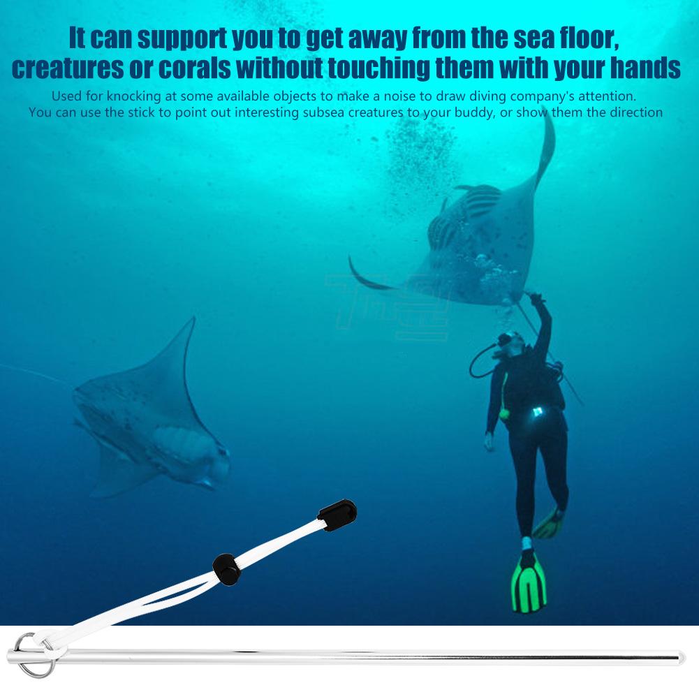 Aluminum Alloy Scuba Diving Noise Maker Stick Rod Pointer with Parachute Lanyard(Silver)