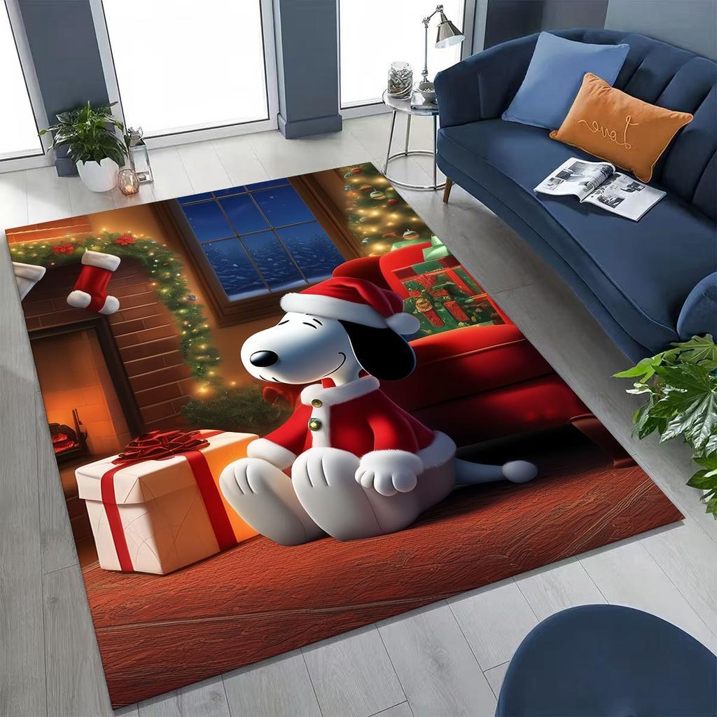 3D Cute Snoopy Dog Peanuts Art Cartoon Art Rug for Bedroom Living Room Sofa Home Doormat Decor, Large Kids Non-slip Floor Mat