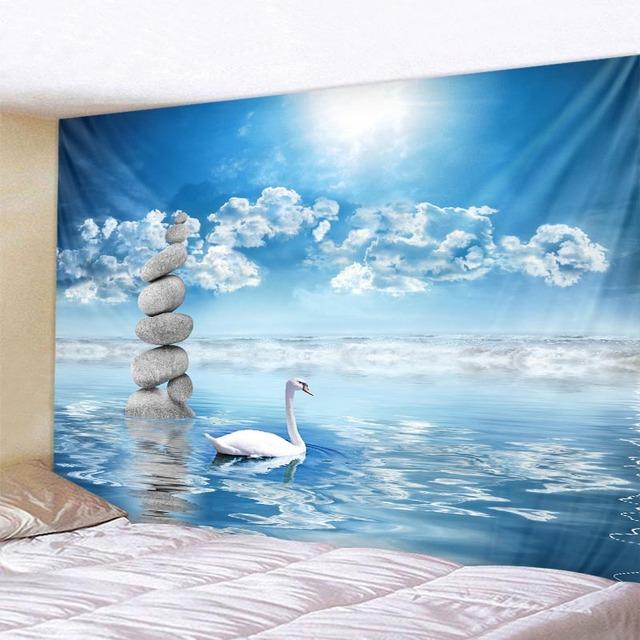 Landscape Illustration Big Tapestry Fantasy Art Wall Hanging Bohemian Psychedelic Hippie Home Room Background Wall Decoration