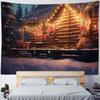 Weihnachtsbaum Schneelandschaft Bedruckter Wandteppich Heim Wohnzimmer Schlafzimmer Wohnheim Wanddekoration Hintergrundtuch Vorhang Polyester Perfekt Für
