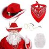 Santa Claus Suit Christmas Santa Hat Gloves Beard Belt Costume Prop Cosplay Party Dress-up Accessories for Holiday Parties