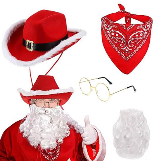 Santa Claus Suit Christmas Santa Hat Gloves Beard Belt Costume Prop Cosplay Party Dress-up Accessories for Holiday Parties