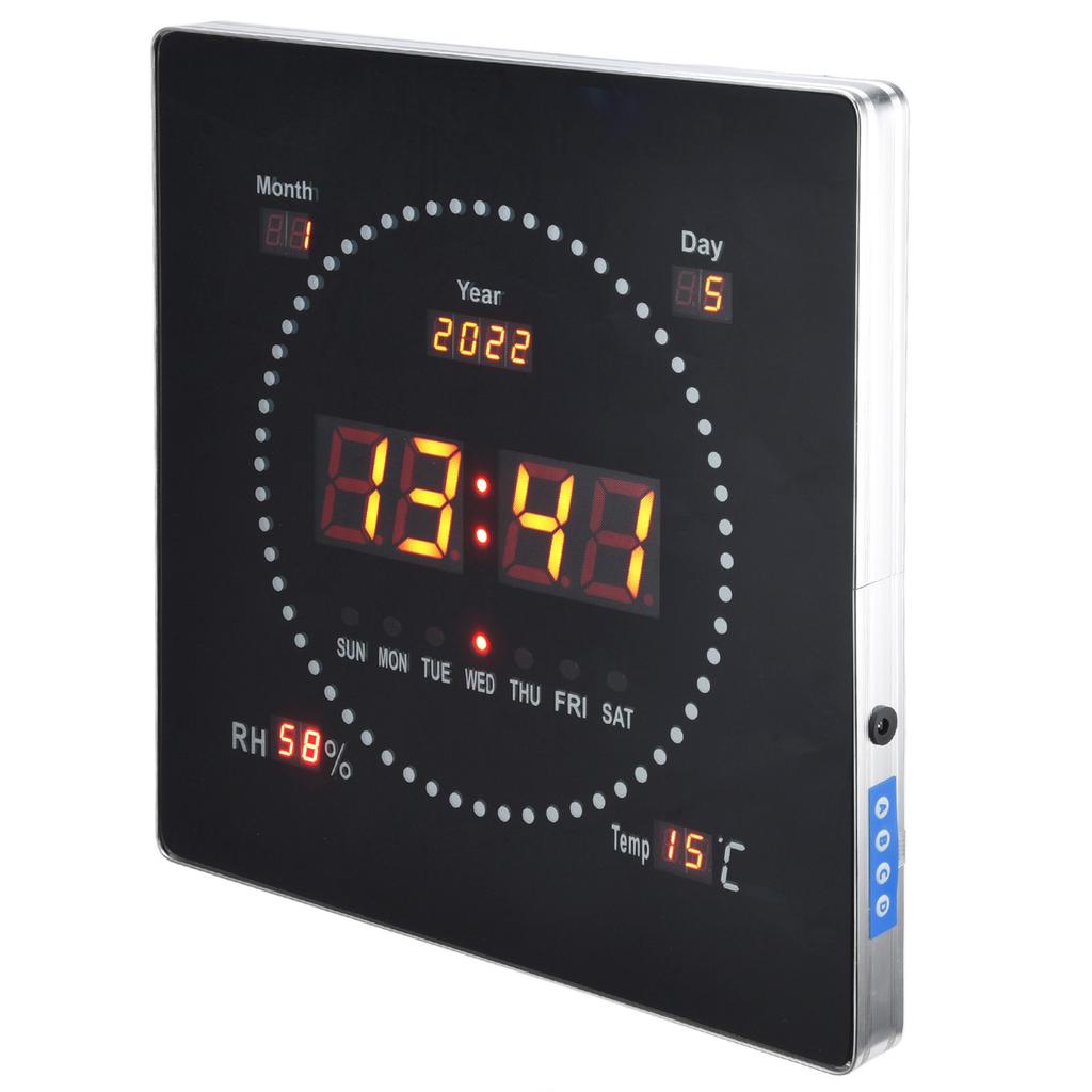 100?Ceas de Perete/Birou LED Mare 240V cu Alarma, Calendar și Găuri de Agățare, Ceas de Perete Digital pentru