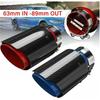 1PC 63MM Universal Car Real Carbon Fiber Exhaust System Muffler Tip Tail Stainless Decorations Straight Trim(Color:Red 63-89mm)
