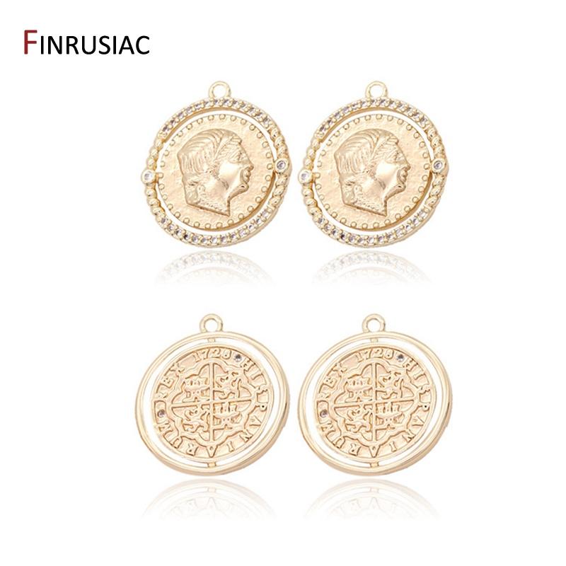 DIY Necklace Pendants Earrings Charms Jewelry Making Accessories Gold Plated Commemorative Coin Pendant Wholesale