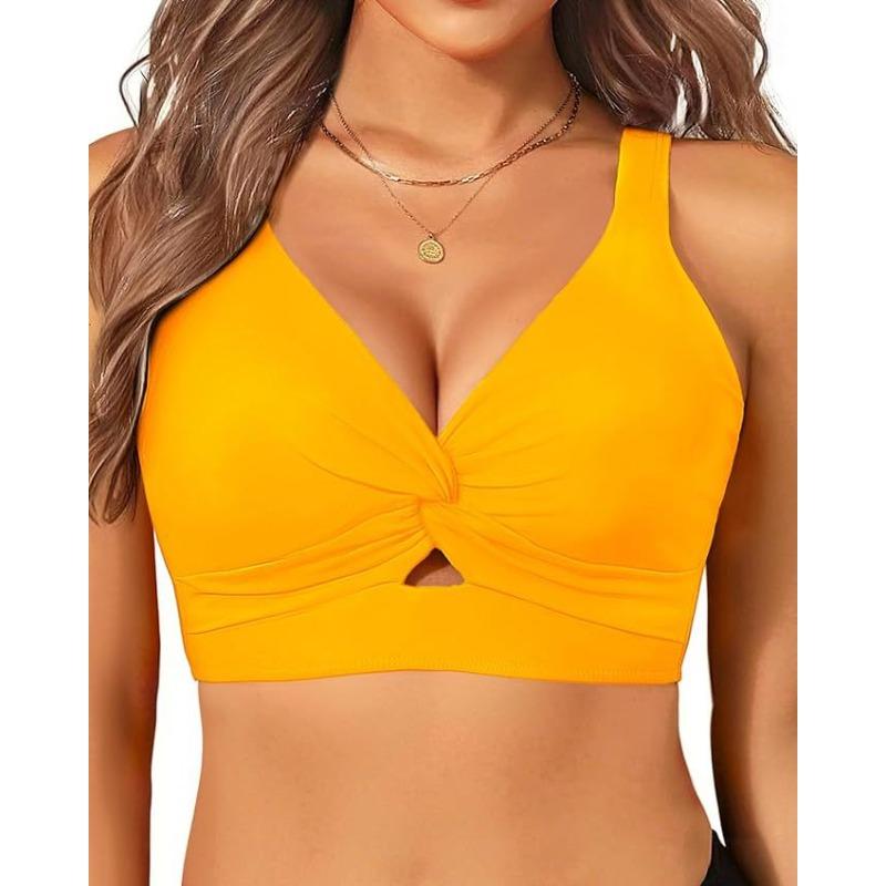 Women's bikini new swimsuit seaside vacation casual neck top