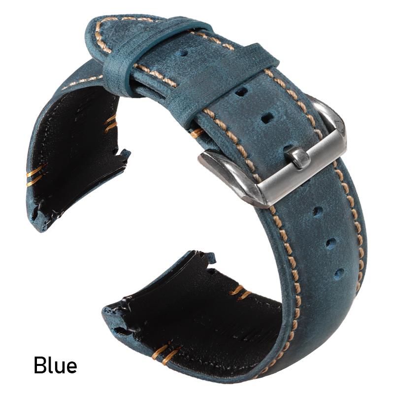 

20mm 22mm Handmade Leather Strap High Quality Curved End Retro Oil Wax Calfskin Watchband for Seiko for Omega Universal Bracelet 22mm