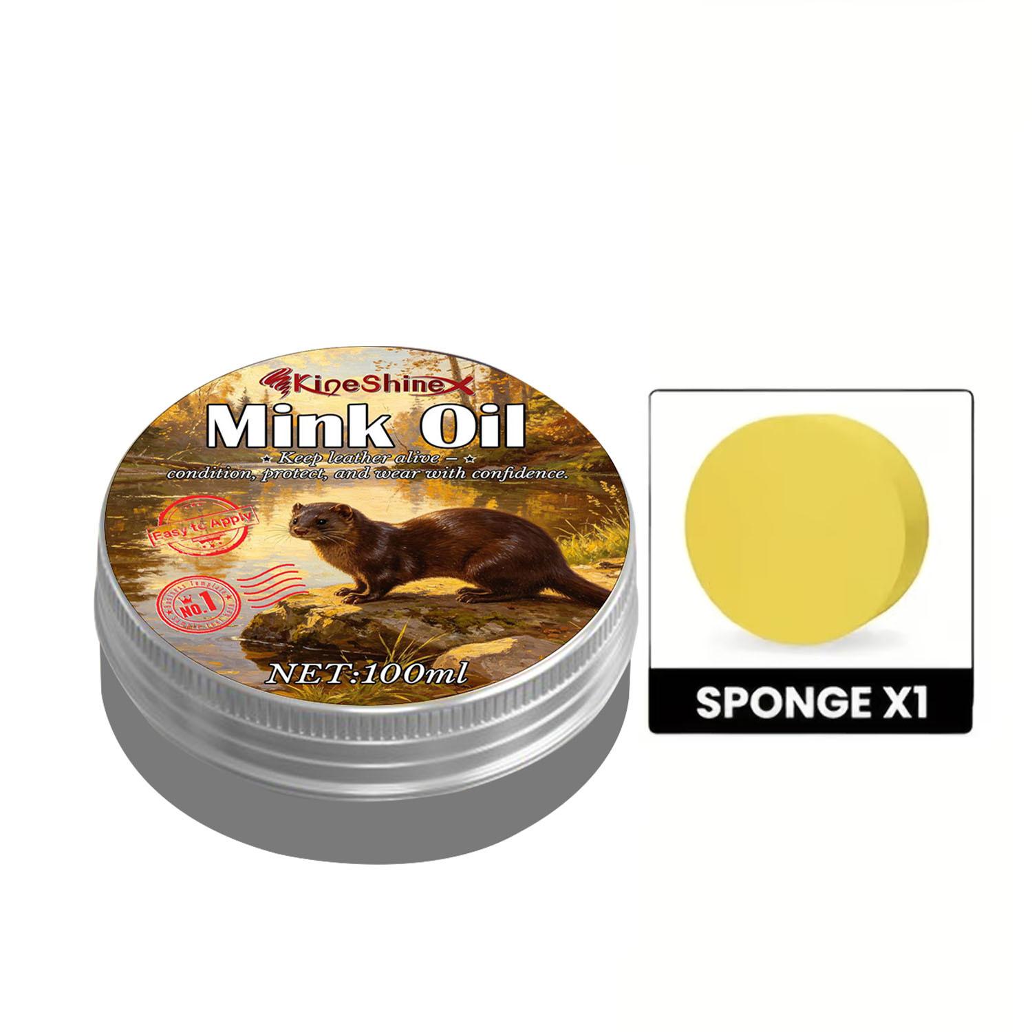Mink Oil Leather Conditioner and Cleaner - Leather Conditioning Balm for Leather Cowboy Boots,Shoes,Saddles & Bags with Sponge