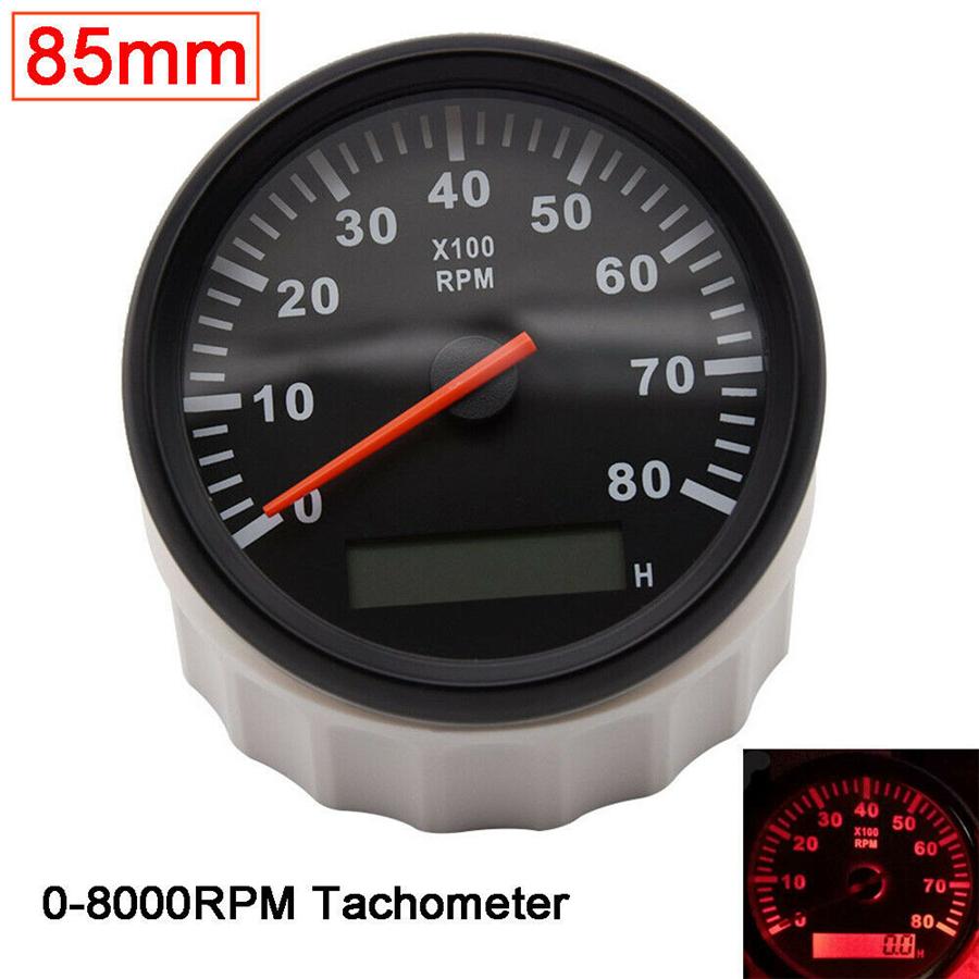 85mm Car Tachometer Tacho Gauge 8000 RPM Meter Red LED Backlight Stepper Motor