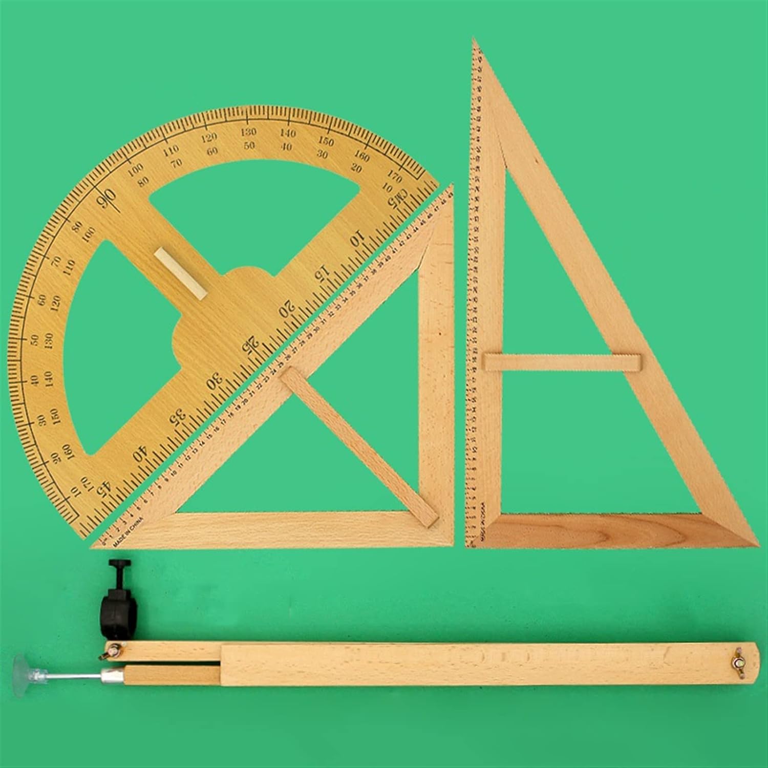 

Циркуль для геометрии Массив дерева Учительский треугольник Линейка Транспортир Доска Многофункциональный циркуль 50 см Набор треугольных линеек Большие учебные пособия