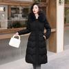 Down Cotton Coat for Women, Thickened Fur Collar, Knee-length Loose Winter Korean Style Cotton Coat, Long New Cotton Jacket
