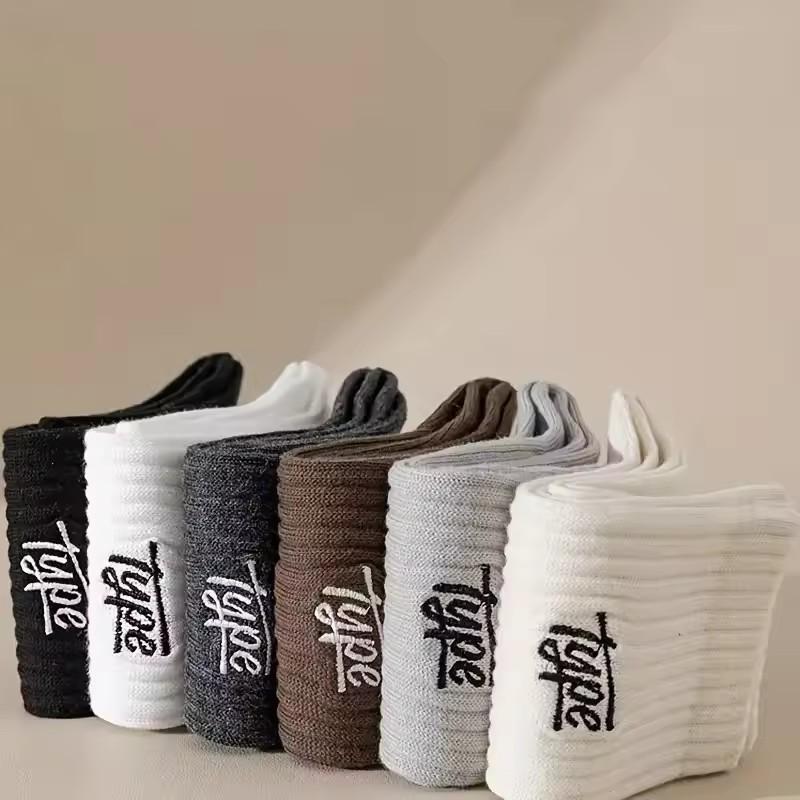 5Pack Men's Fashion Crew Socks, Breathable Polyester, Anti-Odor, Moisture-Wicking, Comfortable Knit with Ribbed Cuffs
