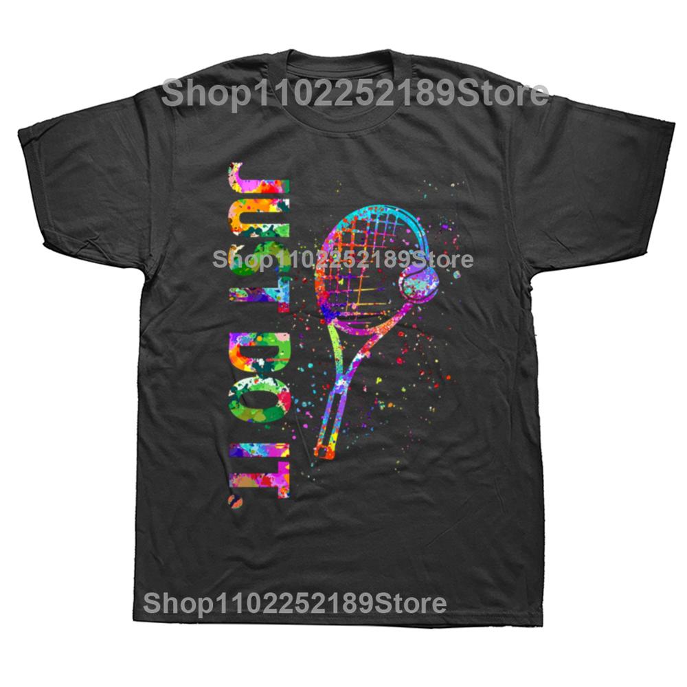 Funny Tennis Player Watercolor Graphic T-shirts Men Women's Fashion Casual Tshirt 100% Cotton Loose Oversized T Shirt