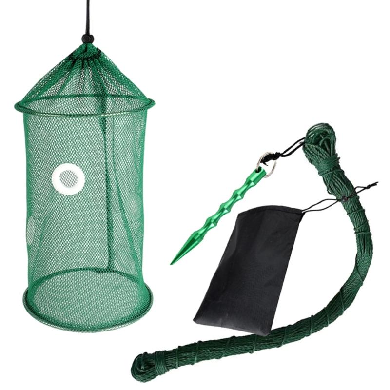 Fishing Baits Trap Foldable Fish Basket for Shrimp Heavy Duty Braided Fishing Net with Storage Bag Basket Baits Cage