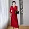 Solid Color Maternity Sweater Dress - Knit Core-Spun Yarn for Autumn/Winter