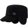 Middle N Letters Aged Elderly Hat Autumn With Thick Wool Windproof Warm Top Flat