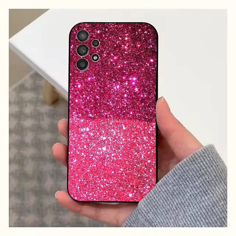 Dazzling Pink Glitter Case For Samsung S21,S20,S10,Plus,S9,S22,S25,Ultra,S24,S23,FE,Lite,Soft Silicone Black