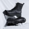 Fashion Leather Mens Ankle Boots High Top Shoes for Men Thick Bottom Male Motorcycle Footwear Stylish British Style Casual Shoes