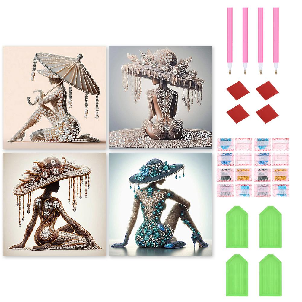 

4 шт. Женский 5D DIY Кристалл Специальной Формы Частичная Алмазная Живопись Набор Домашний Декор