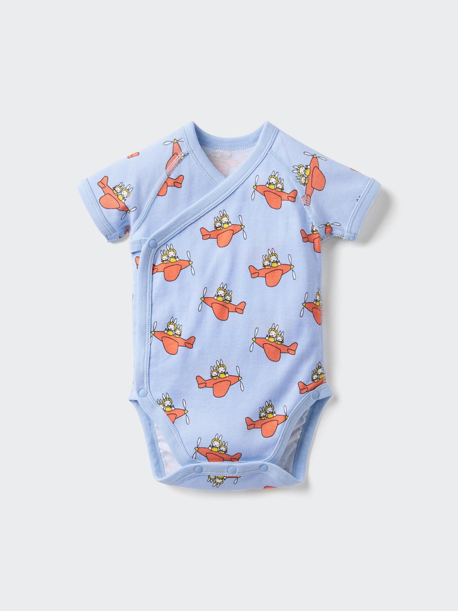 

Uniqlo Japan Picture Book Collection Bodysuit Usako Chan Rides Airplane Front Open 60 LIGHT BLUE/70