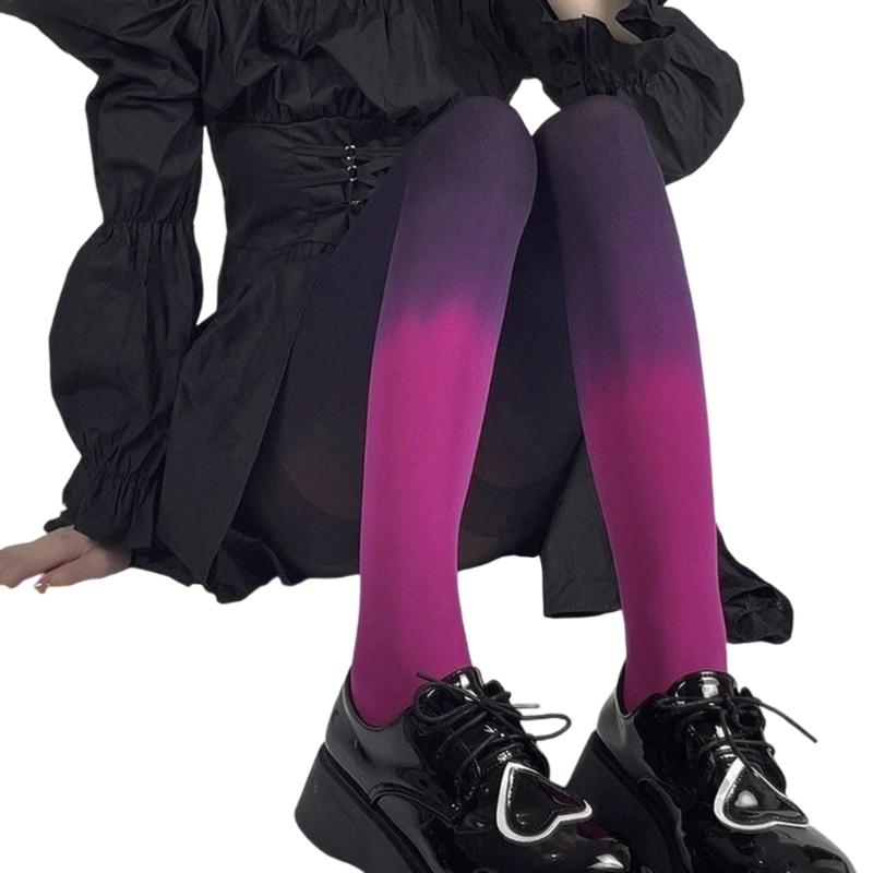 Women's Sheer Tights Control Top Pantyhose Rainbow Gradients Tights,High Waist Pantyhose Thigh High Stockings Hosiery