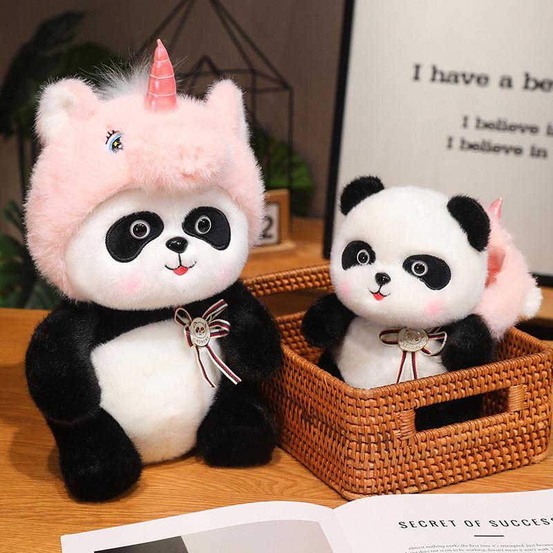 Toy Plush Panda Unicorn Hat Doll Stuffed Animal Cartoon Decor Pp Cotton Gift