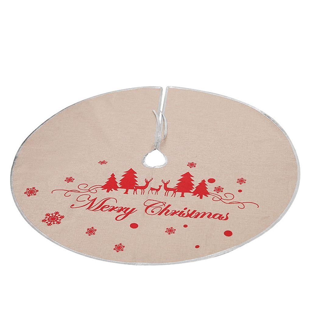 New Year Cloth/Linen Xmas Layout Floor Mat Cover Xmas Decor Christmas Carpet Xmas Tree Skirt