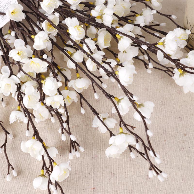56cm Long 10pcs/lots New Year Ornaments Simulated Flowers Plastic Silk Cloth Preserved Plum Blossom Poles Artificial Wedding Plum Blossom Flowers