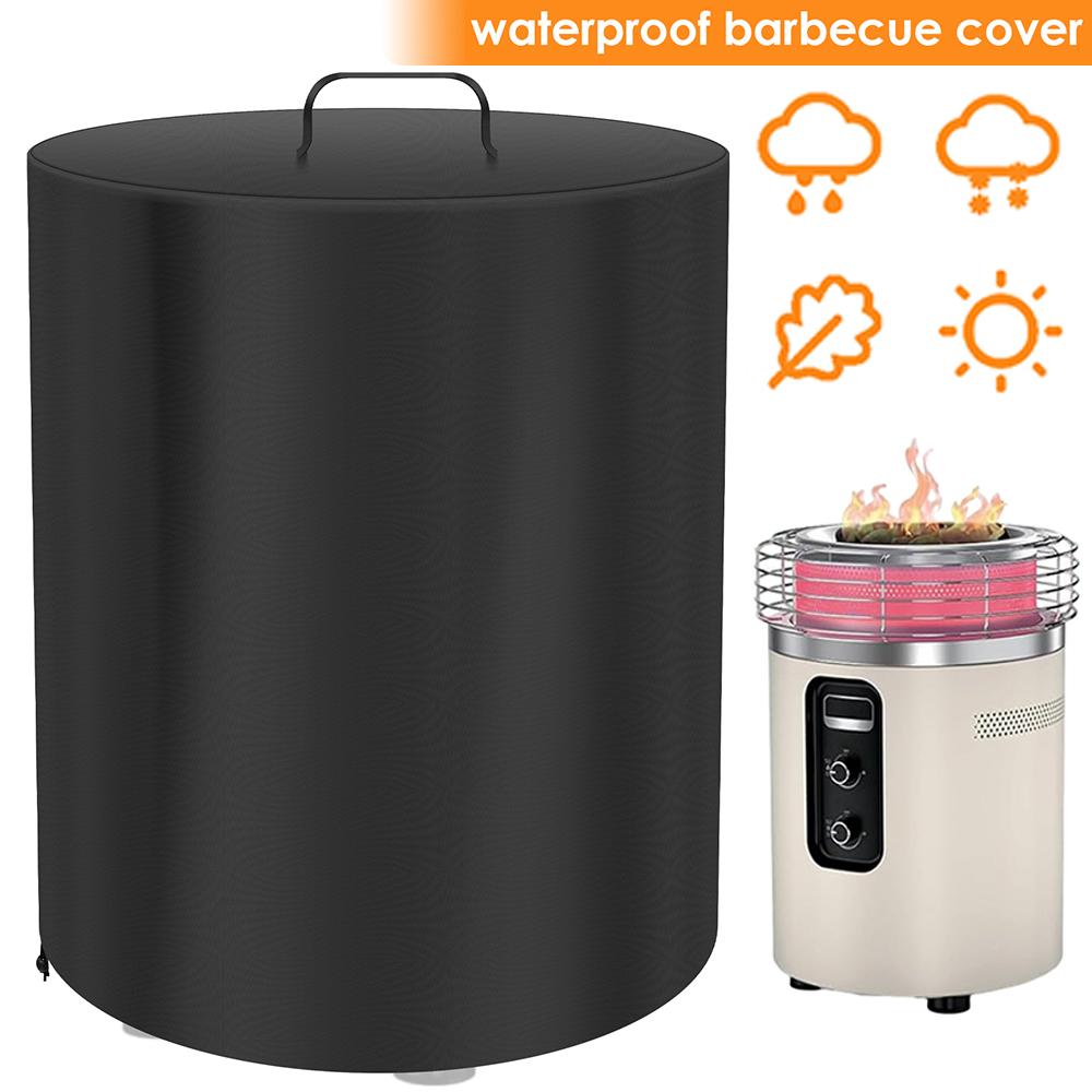 Fire Pit Dust Cover Oxford Fire Pit Drawstring Cover with PVC Backing & Handle Patio Bonfire Waterproof Cover for Winter Storage