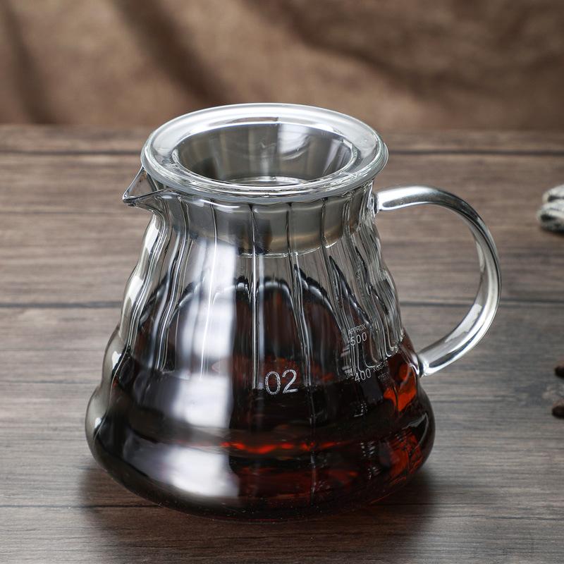 New Glass Soot Vertical Pattern Cloud Pot Coffee Pot 600ml Set Soot V60 Filter Funnel Filter Cup