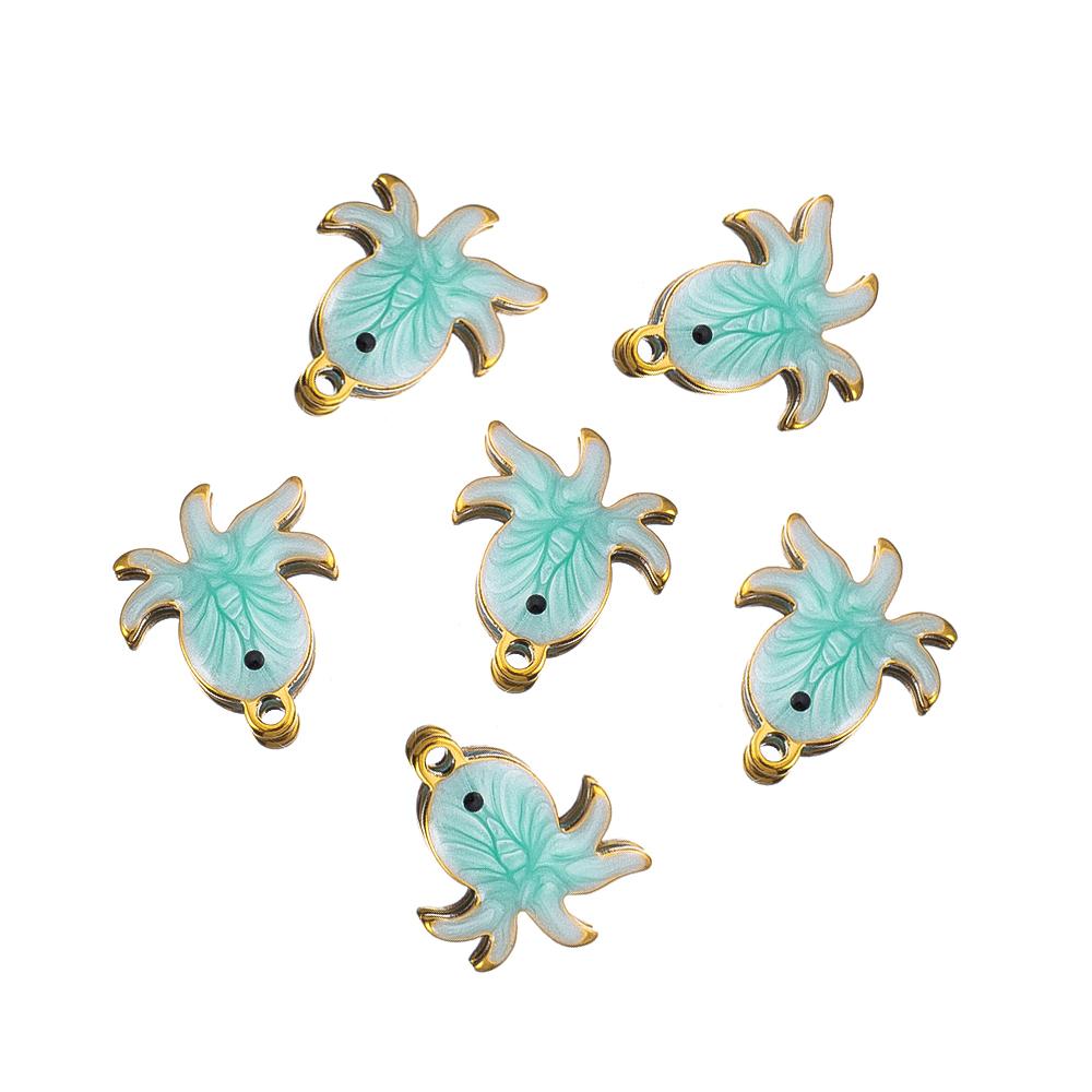 10pcs Stainless Steel Enamel Octopus Seahorse Dolphin Crab Clown fish Charm Bracelet Earring Pendant Base for DIY Jewelry Making