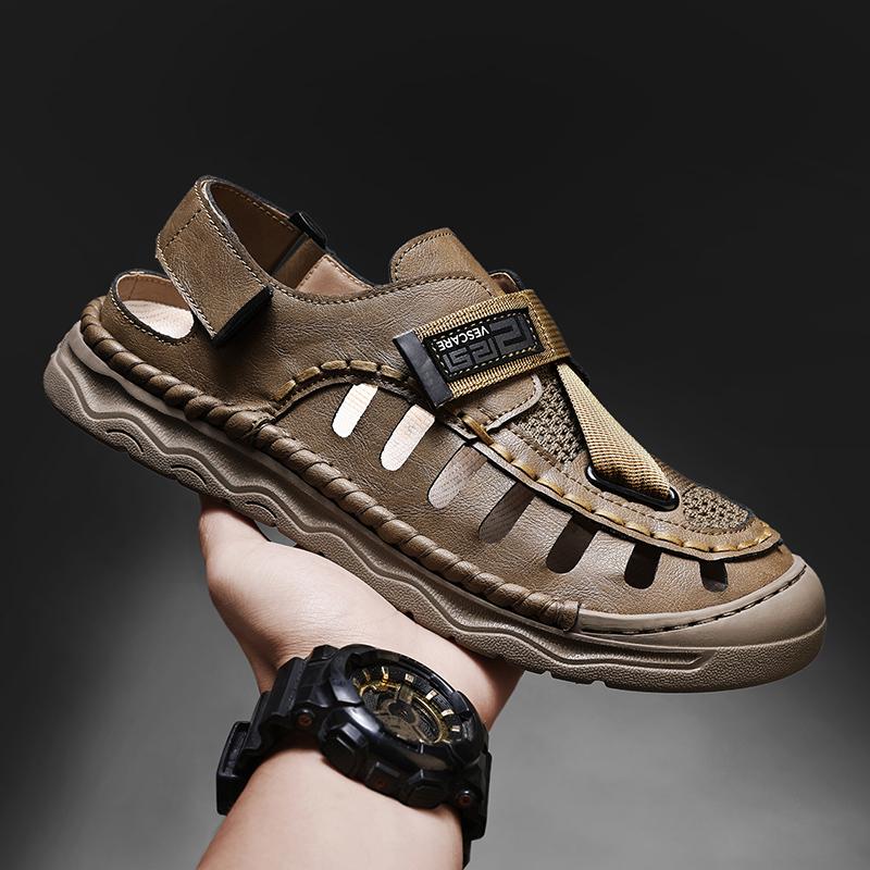 Fashion New Leisure Walk Men's Sandals Durable Handmade Stitching Beach Shoes Quick Dry Wading Aqua Shoes Non Slip Outdoor Male Sandaly