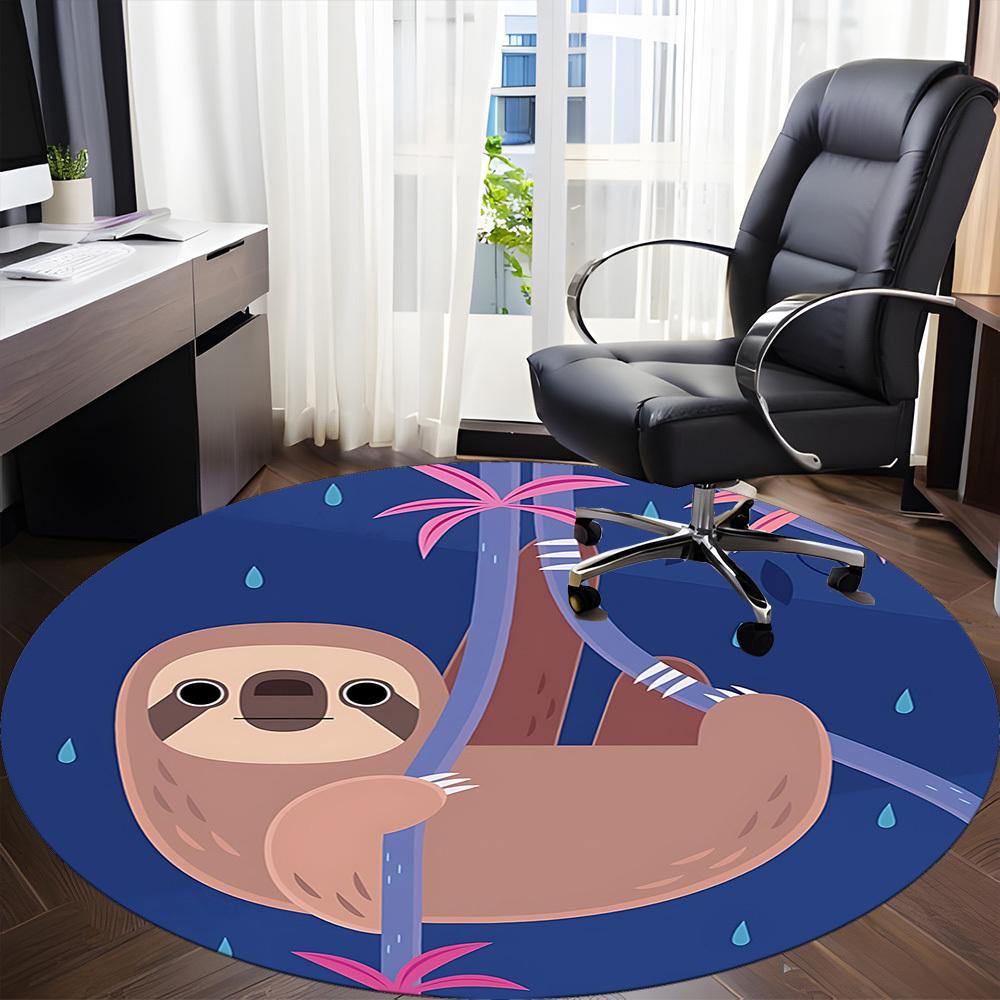 1 Stück Faultier Regenwald Büro Runder Teppich, Unter Bürostühlen Schlafzimmer Wohnzimmer Heimdekoration, Raumdeko