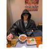 Mauroicardi Spring Autumn Short Oversized Black Soft Pu Leather Jacket Men with Hood Zipper Loose Casual Korean Fashion Clothes