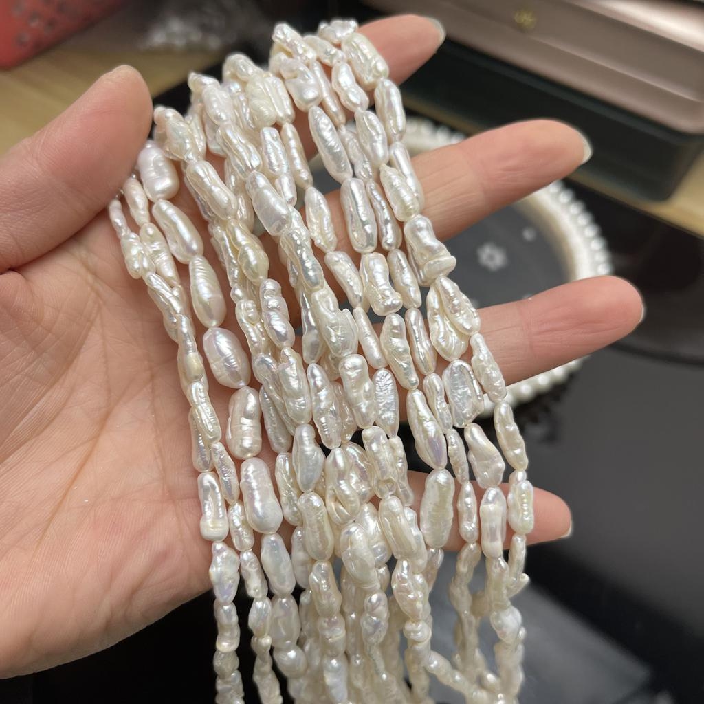 1String, White Natural Freshwater Pearls, Small Pipa Pearl Beads for Jewelry Making DIY Necklaces, Bracelets Crafts Length 36cm