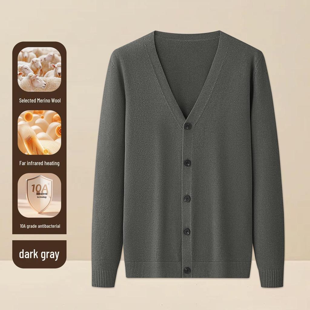 Herren V-Ausschnitt Strickjacke aus Wolle und Modal: Herbst/Winter Business Pendler Pulloverjacke
